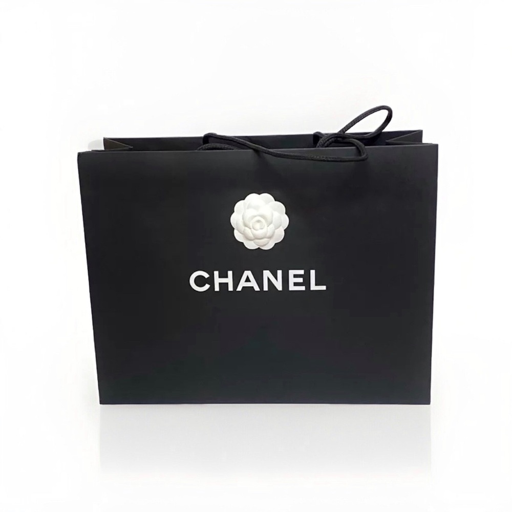 Chanel black white camellia flower empty large paper shopping gift bag
